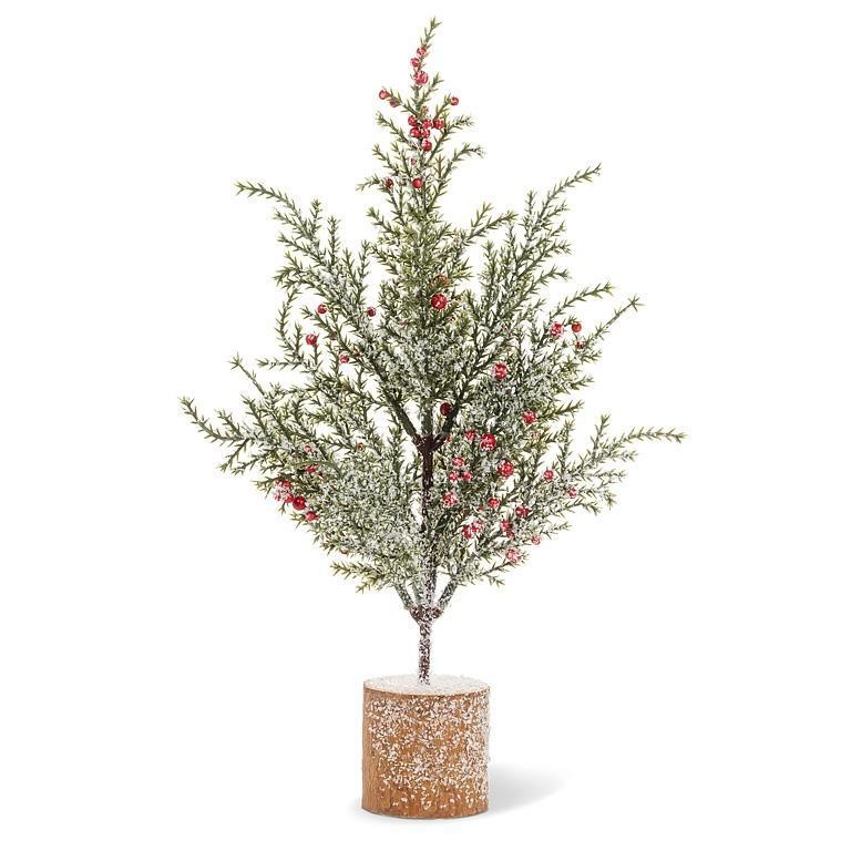 Snowy Pine Tree with Berries