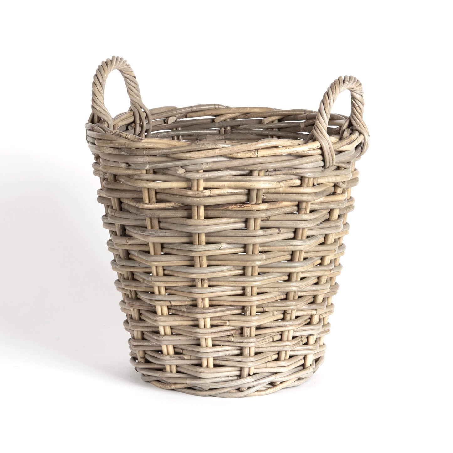 GREY RATTAN BUSHEL 2X2 WEAVE WITH EARS HANDLES