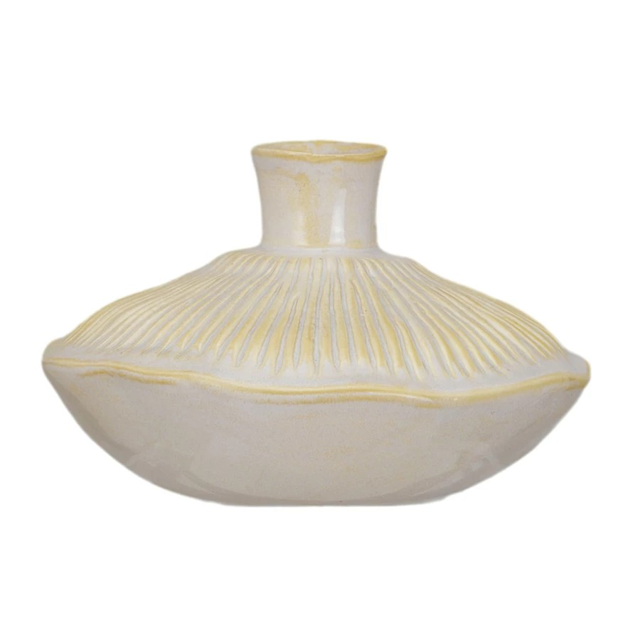 Stoneware Pleated Vase | Reactive Glaze