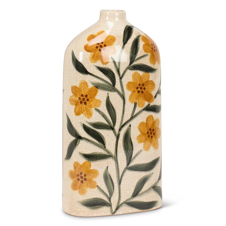 Large Floral Flat Vase