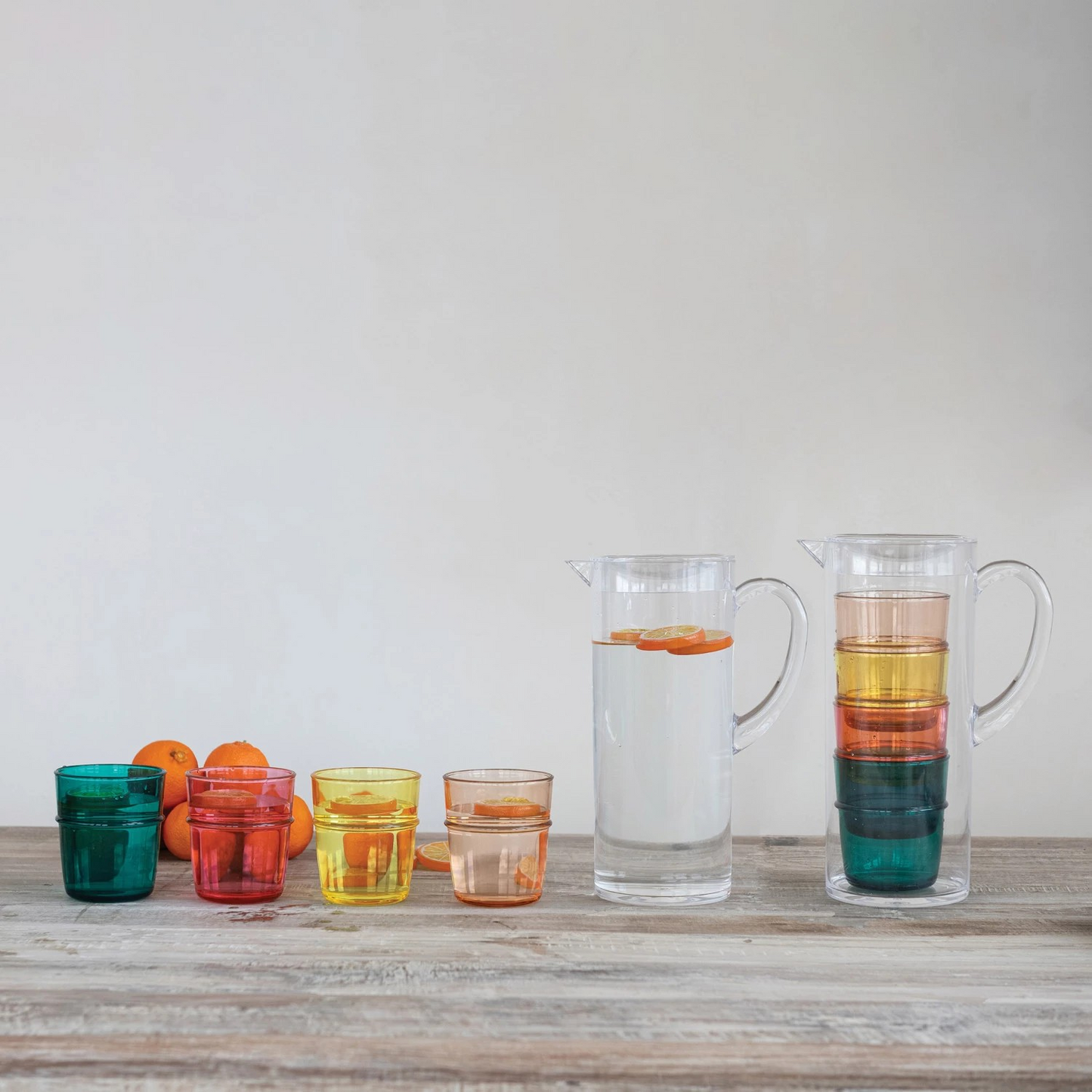2 Quart Pitcher with Stackable Glasses | Set of 5