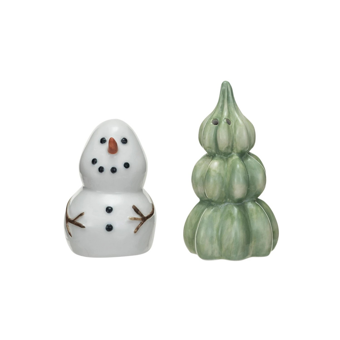Stoneware Snowman & Tree Salt & Pepper Shakers