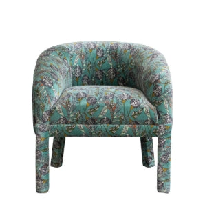 Cotton Velvet Upholstered Printed Arm Chair