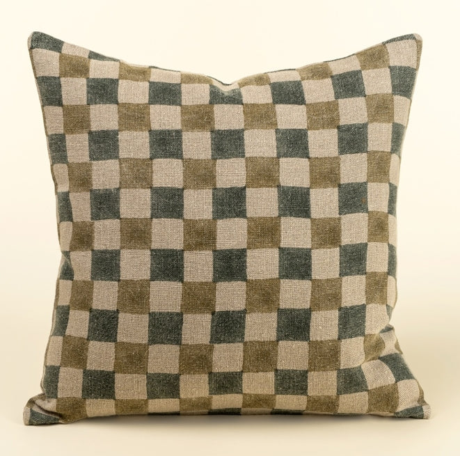 Block Print Check Pillow | Meadow