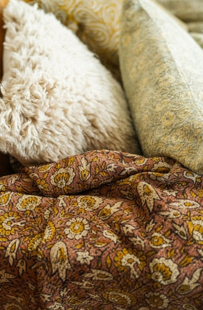 Block Printed Vintage Kantha Throw | Meadow