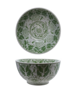 Hand-Painted Stoneware Bowl w/ Floral Pattern