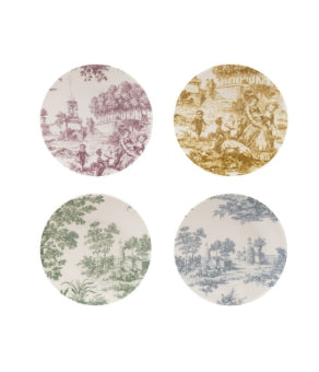 Round Stoneware Toile Plate