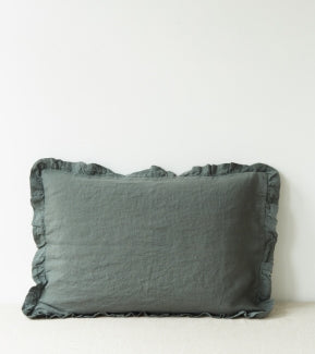Linen Tales | Pillowcase with Frills | Forest Green