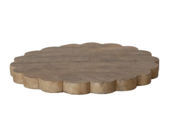 Round Hand-Carved Mango Wood Scalloped Cheese board