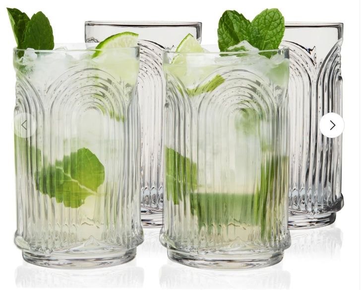 Deco Beau Crystal Highball Glasses