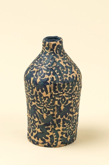 Patterned Paper Mache Bottle Vase