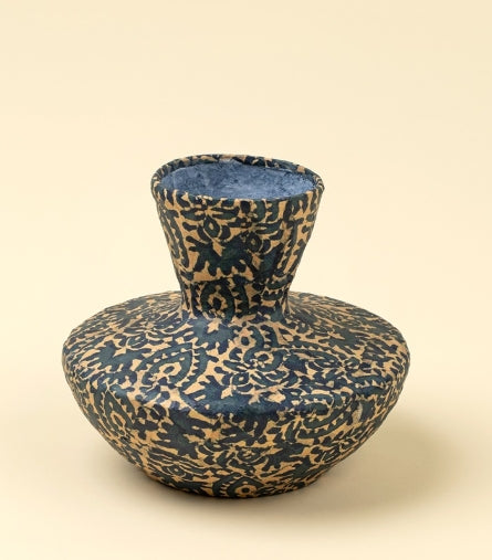 Patterned Paper Mache Trumpet Vase