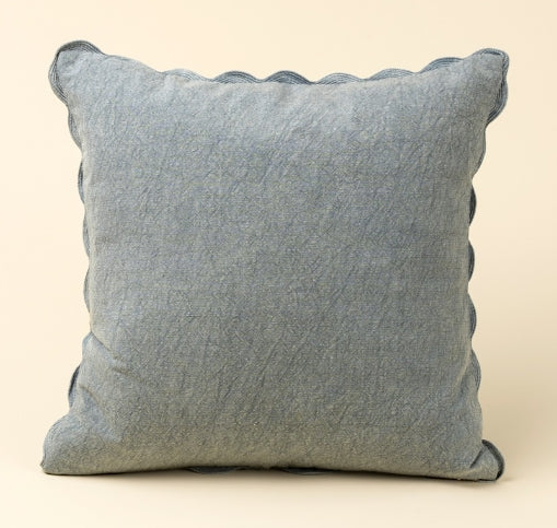 Scalloped Edge Pillow | Slate Blue
