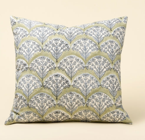 Sakura Block Print Pillow | Green
