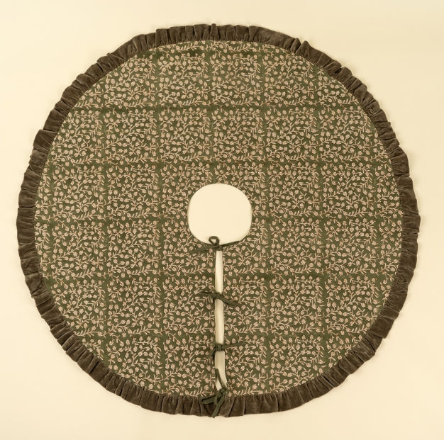 Wild Vine Velvet Ruffle Tree Skirt | Olive