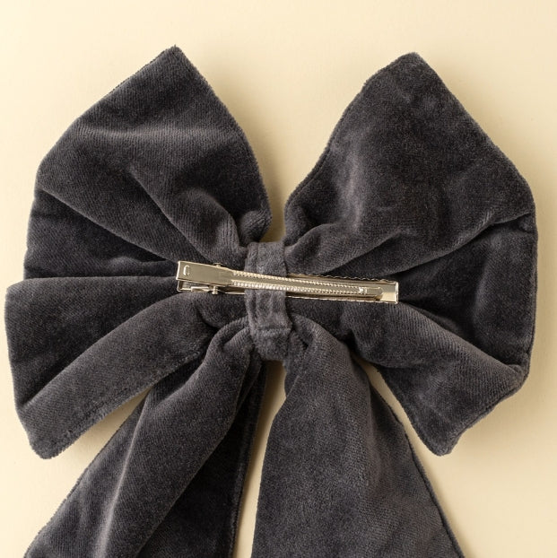 Velvet Bow Clip | Olive