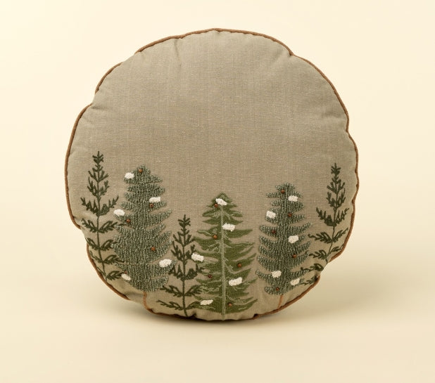 Alpine Trees Round Pillow