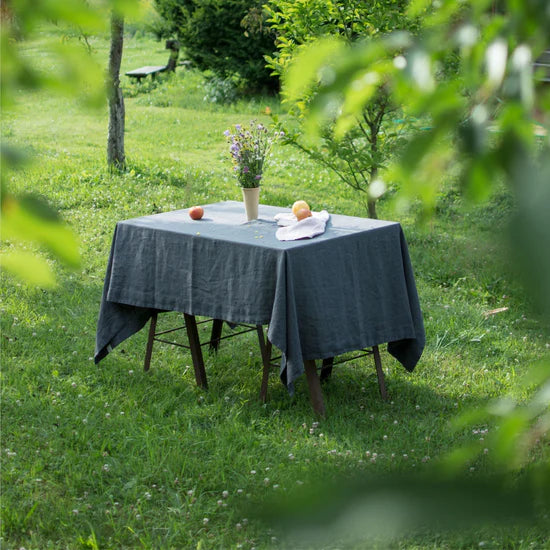 Linen Tales | Blue Fog | Linen Tablecloth | 55" x 55"