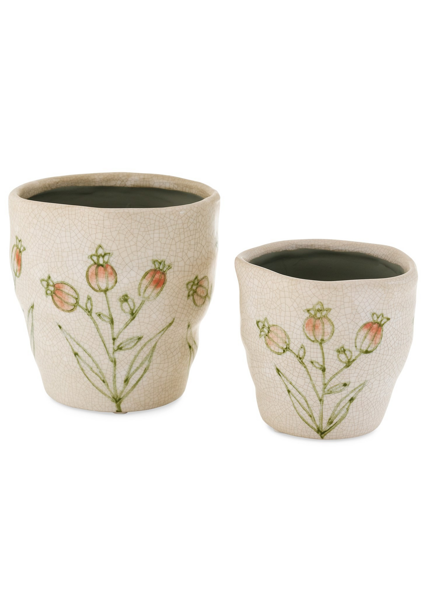 PLANTER STONEWARE CRAKLE FLOWER | SMALL