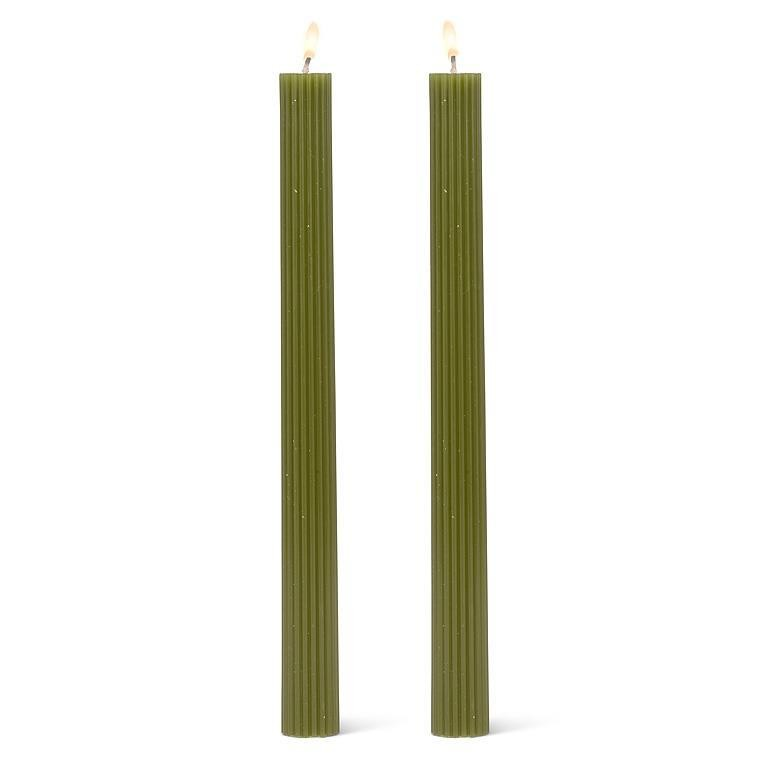 Ridged Taper Candle | Green