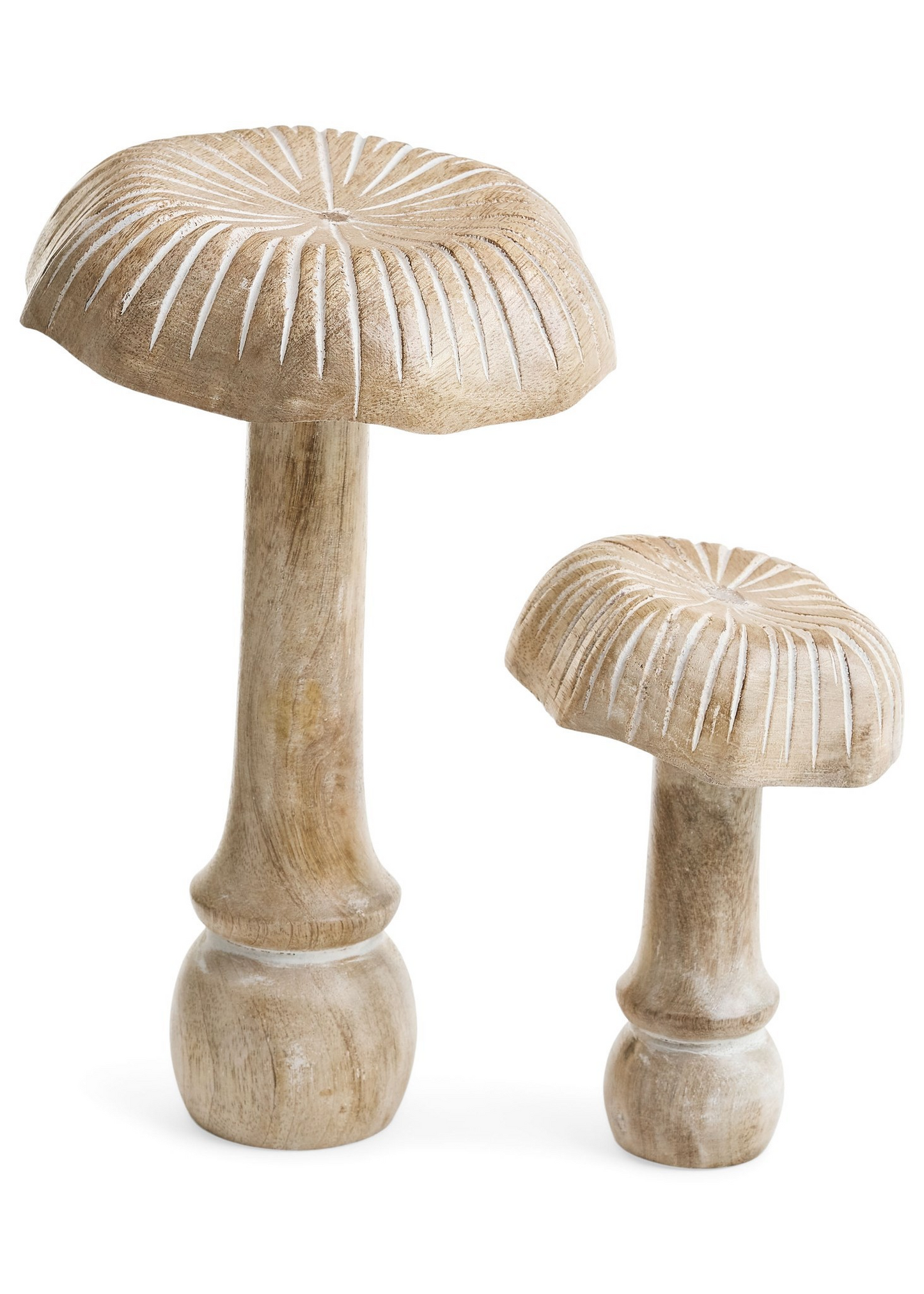 WOOD MUSHROOM CARVED TOP | DISTRESS WHITE | LARGE