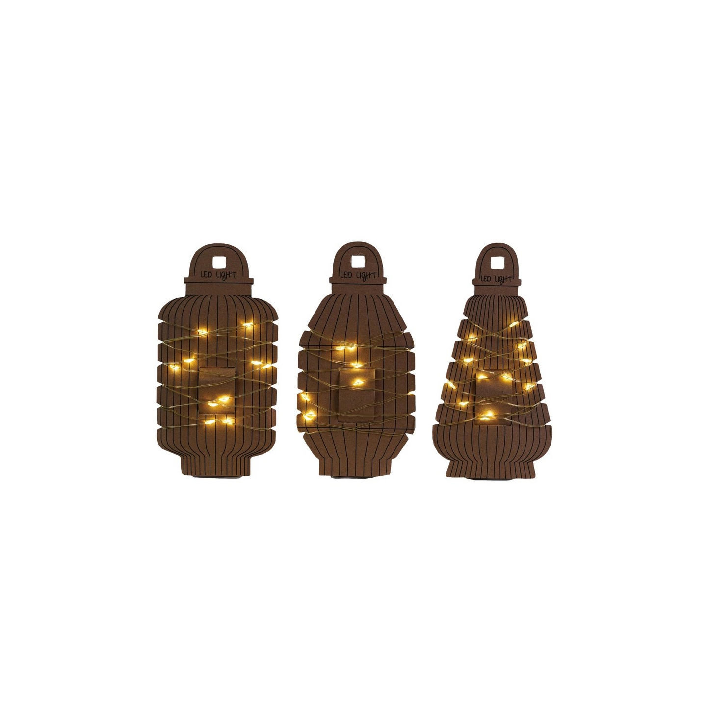 LED String Lights on 3 Styles of Paper Lantern Display Cards