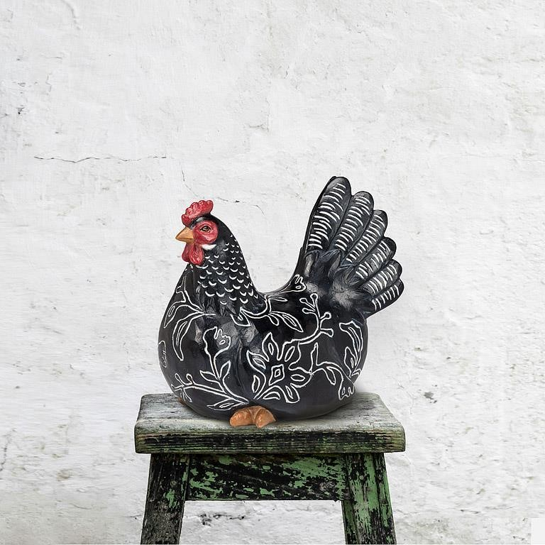 Sitting Engraved Hen