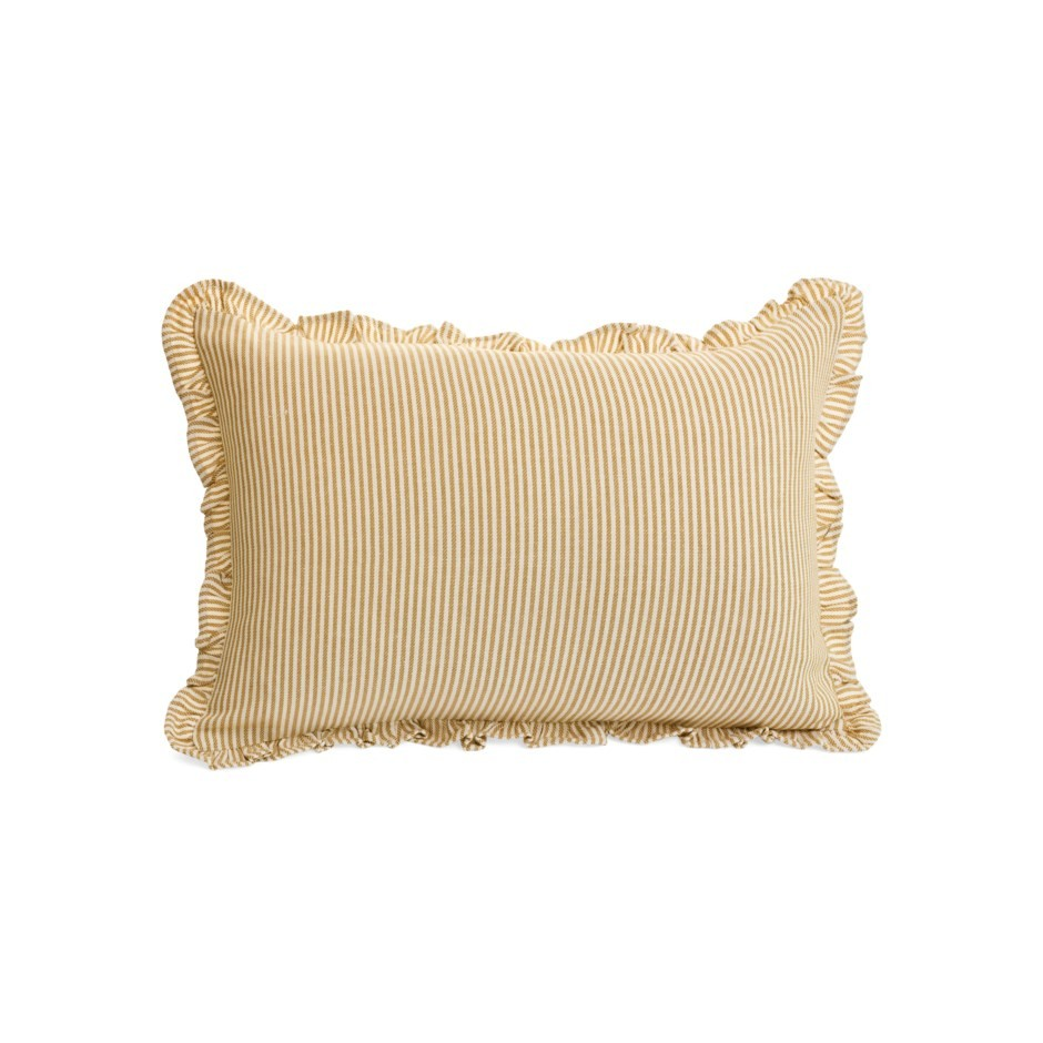 CUSHION COTTON STRIPED W/FRILLS | HONEY