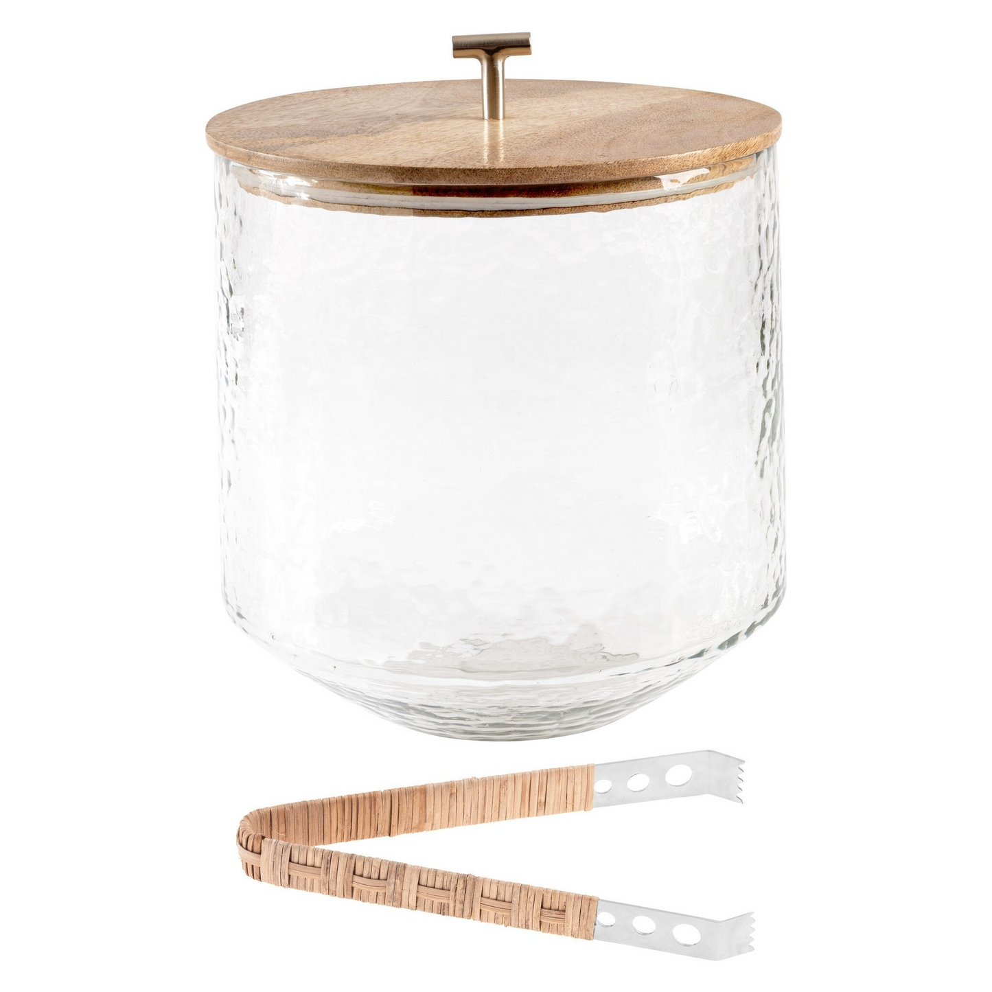 CATALINA ICE BUCKET W/ RAFFIA TONGS | CLEAR