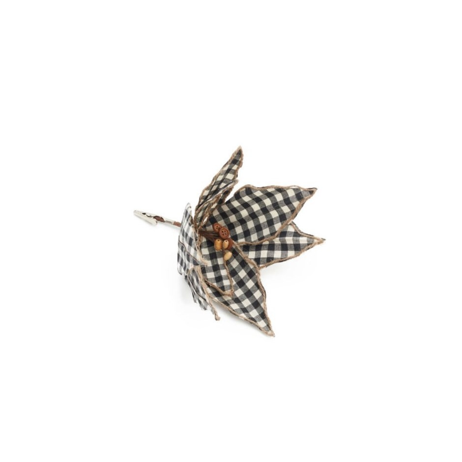PLAID FLOWER POINSETTA CLIP