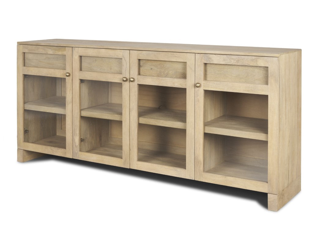 Suri Light Brown Wood w/ Glass Doors Sideboard