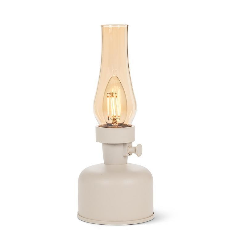 Lantern LED Lamp with Chimney | Ivory with Amber Shade