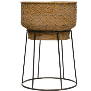 Hand Woven Rattan Planter With Stand