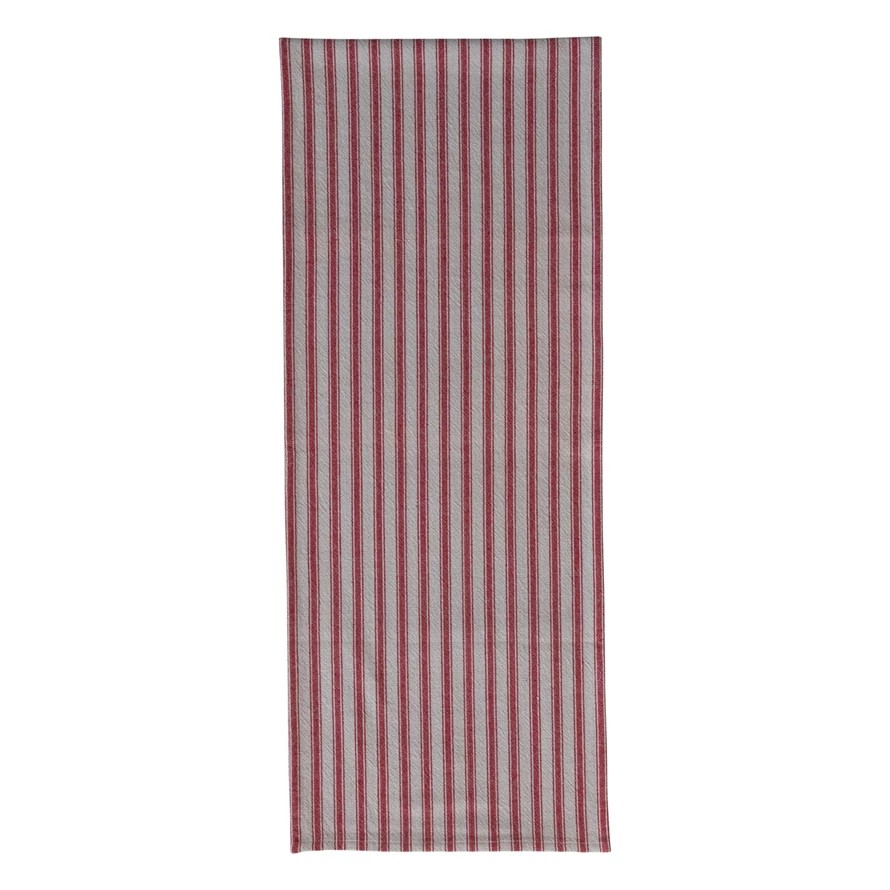 72"L x 14"W Woven Cotton Striped Table Runner |  Red & Natural
