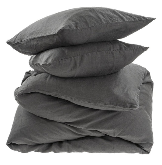 Reverie Linen Queen Duvet Set Charcoal