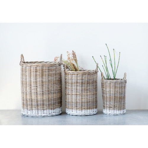 Colour Block Rattan Baskets