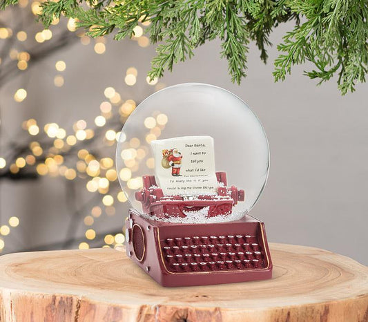 Letter & Typewriter Christmas Snow Globe
