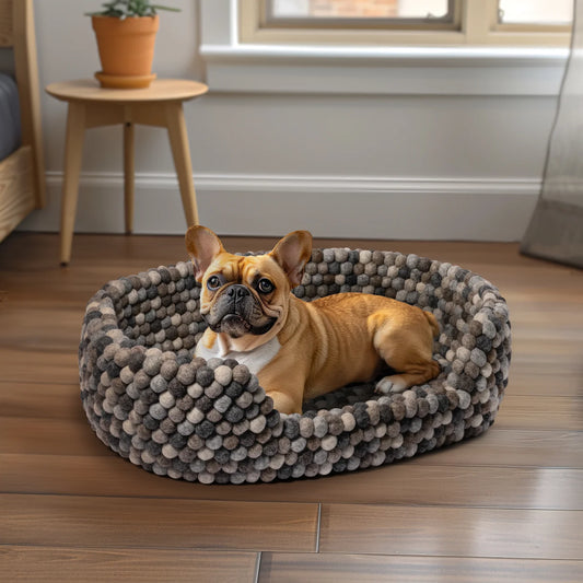 MODWOOL Felt Ball Pet Bed |  Multi Natural