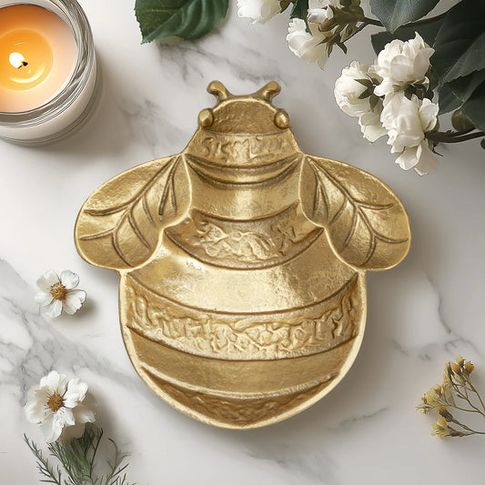 Bee Aluminum Decor Dish | Gold