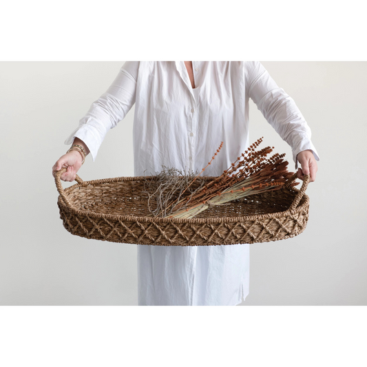 Decorative Woven Seagrass Tray with Handles