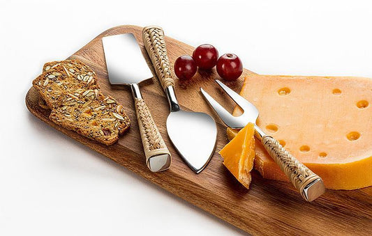 Rattan Handle Cheese Knives