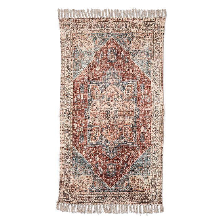 Printed Floor Rug | Blue & Burgundy