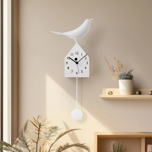 Motion Birdhouse Clock | White