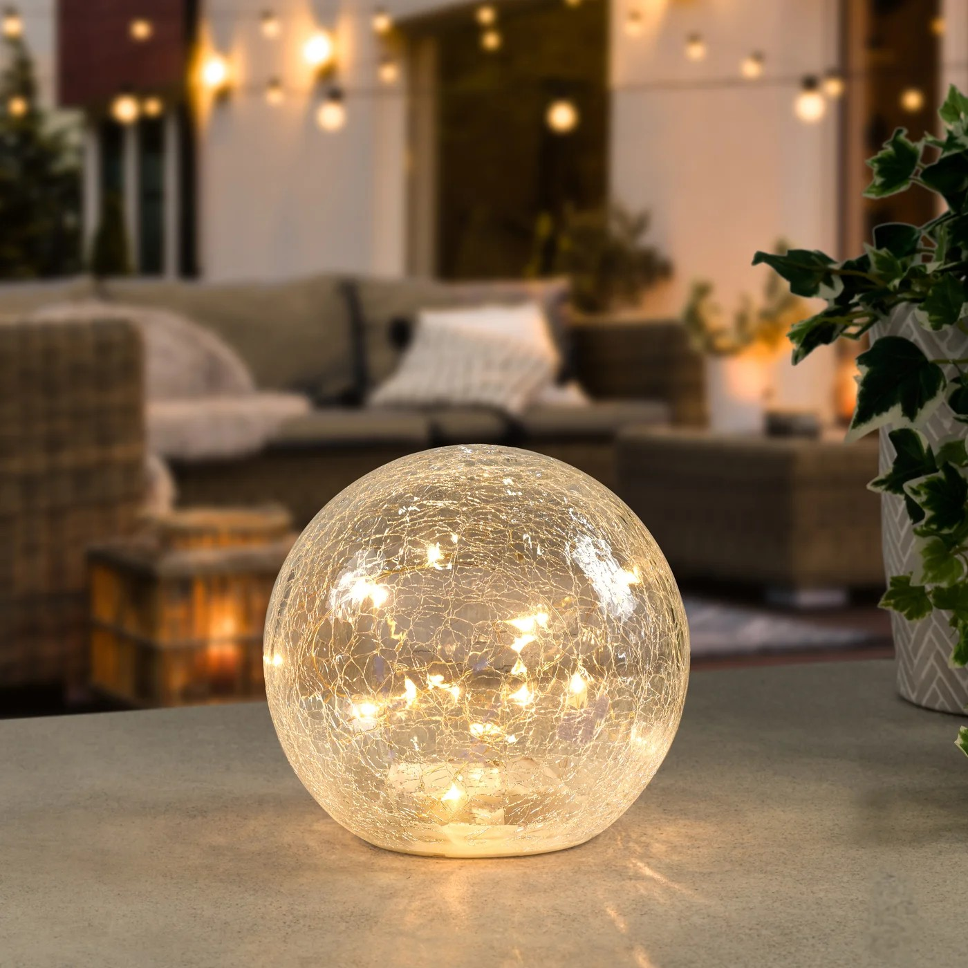 Sphere Crackle Glass Light | Small