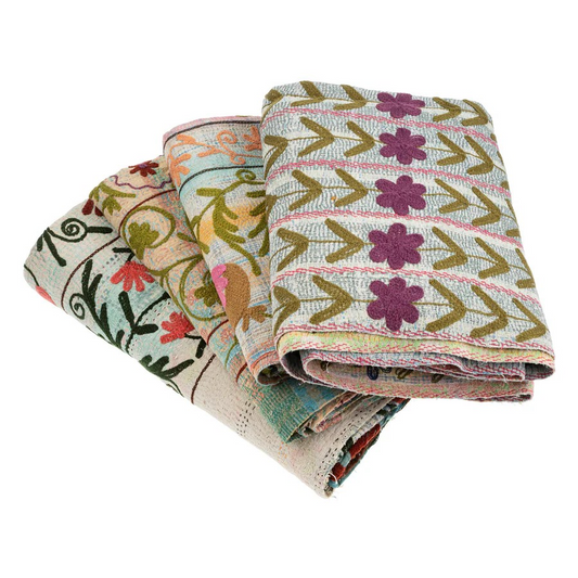 Vintage Embroidered Kantha Blanket Assorted