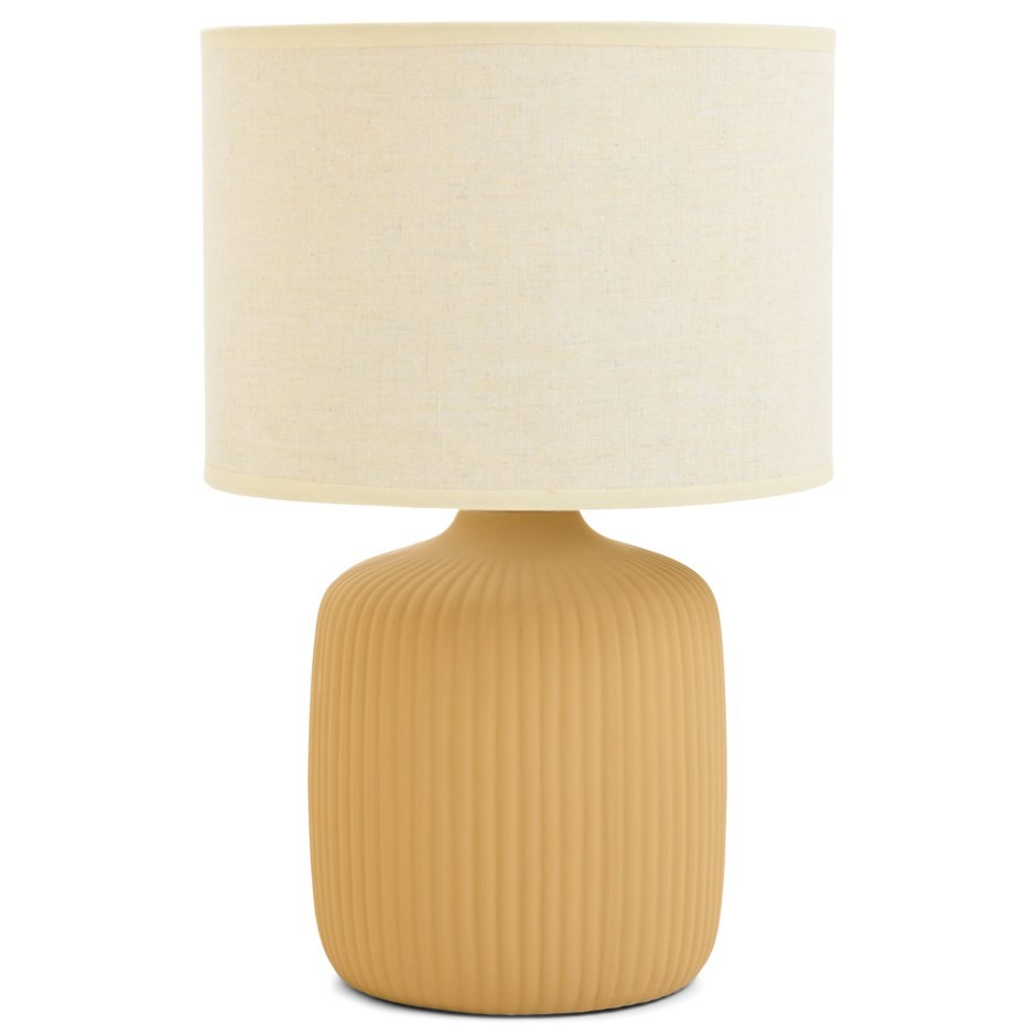 PENELOPE TABLE LAMP CERA RIBBED  | OCHRE