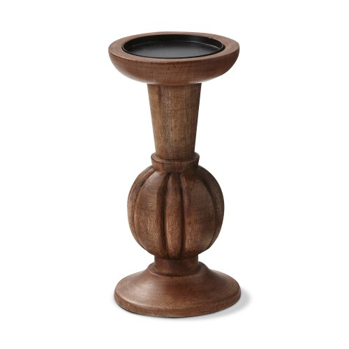 Orb Wood PIllar Candle Holder | Small