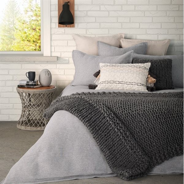 Suite grey quilted cotton duvet cover | King