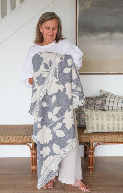 Magnolia Jaquard Throw |  Blue