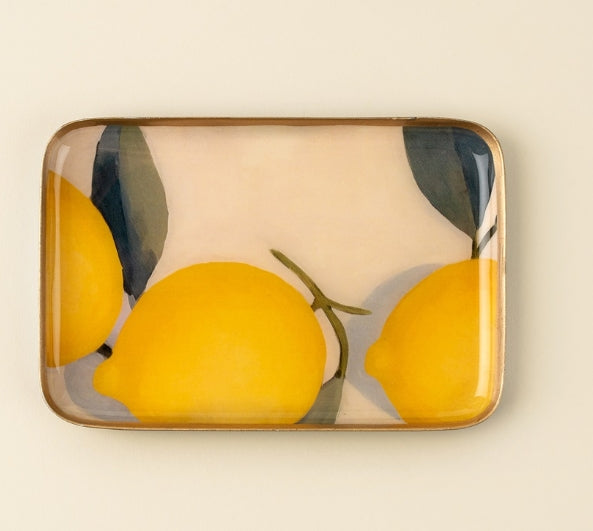 Mediterranean Lemon Decorative Enameled Tray | Small